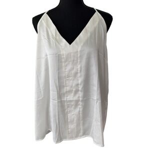 Spaghetti Strap Cami Tank Womens XL White Minimalist Capsule Layering Workwear